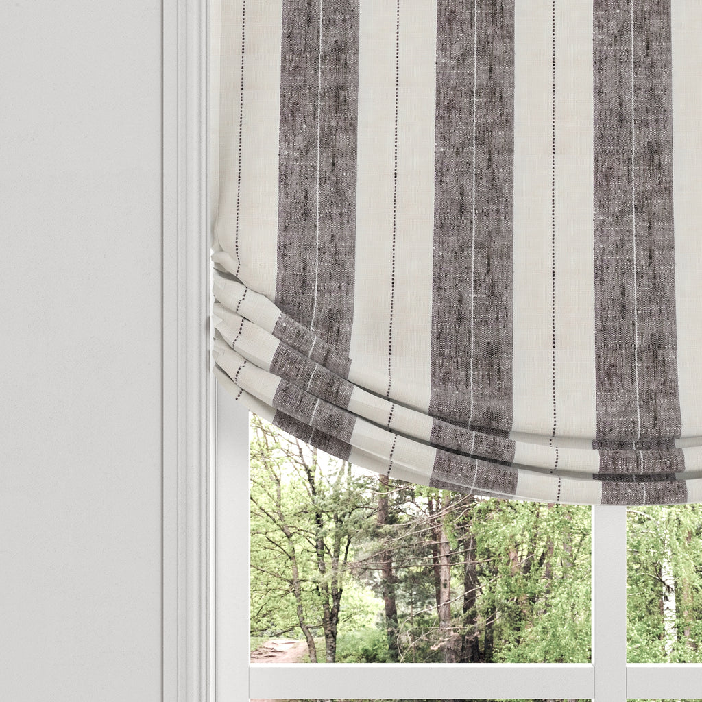 Relaxed Roman Shade in French Laundry Stripe - Midnights