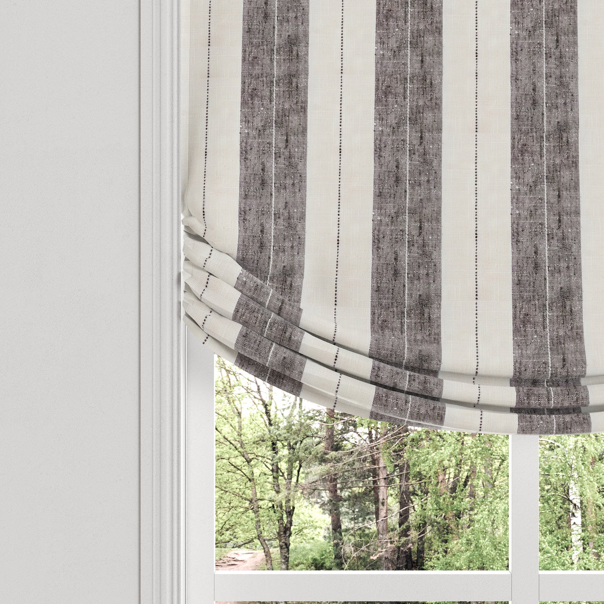 Relaxed Roman Shade in French Laundry Stripe - Midnights