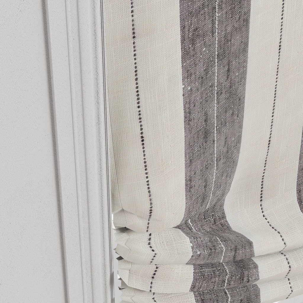 Relaxed Roman Shade in French Laundry Stripe - Midnights
