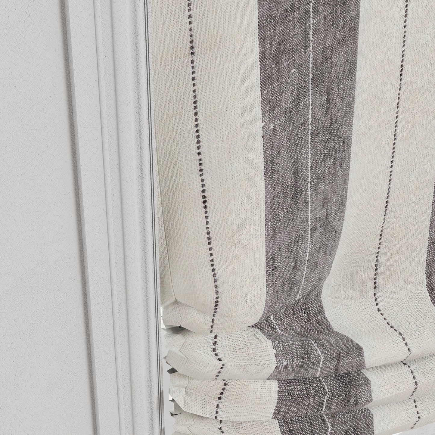 Relaxed Roman Shade in French Laundry Stripe - Midnights