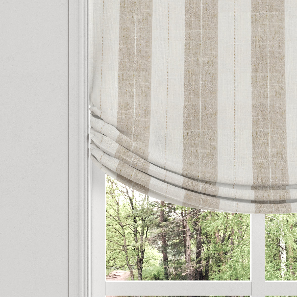 Relaxed Roman Shade in French Laundry Stripe - Champagne