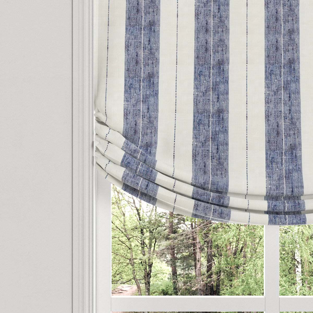 Relaxed Roman Shade in French Laundry Stripe - Navy