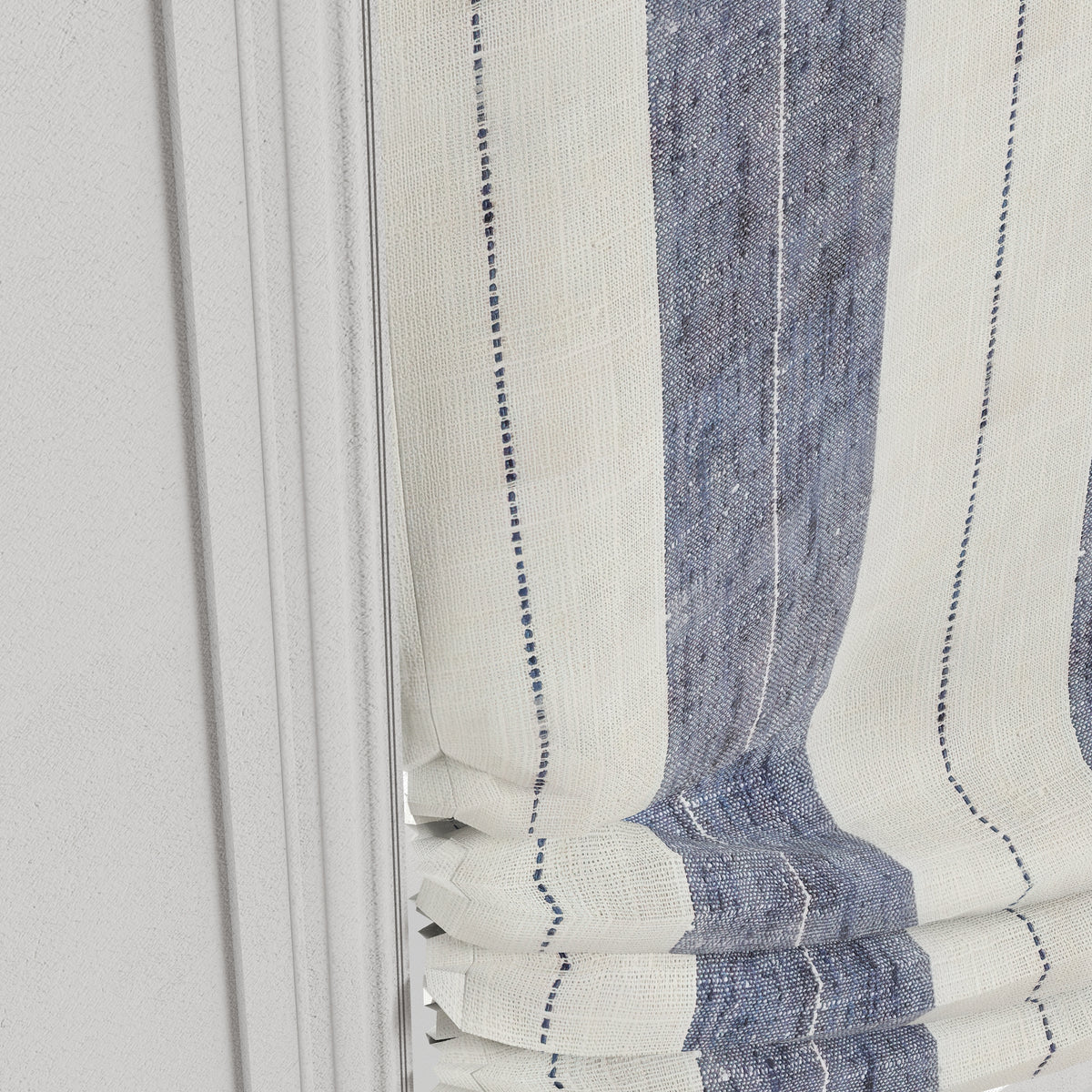 Relaxed Roman Shade in French Laundry Stripe - Navy