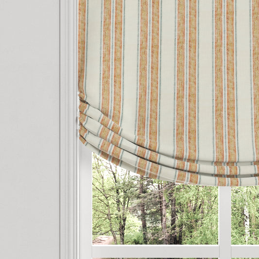Relaxed Roman Shade in French Laundry Stripe - Apricot