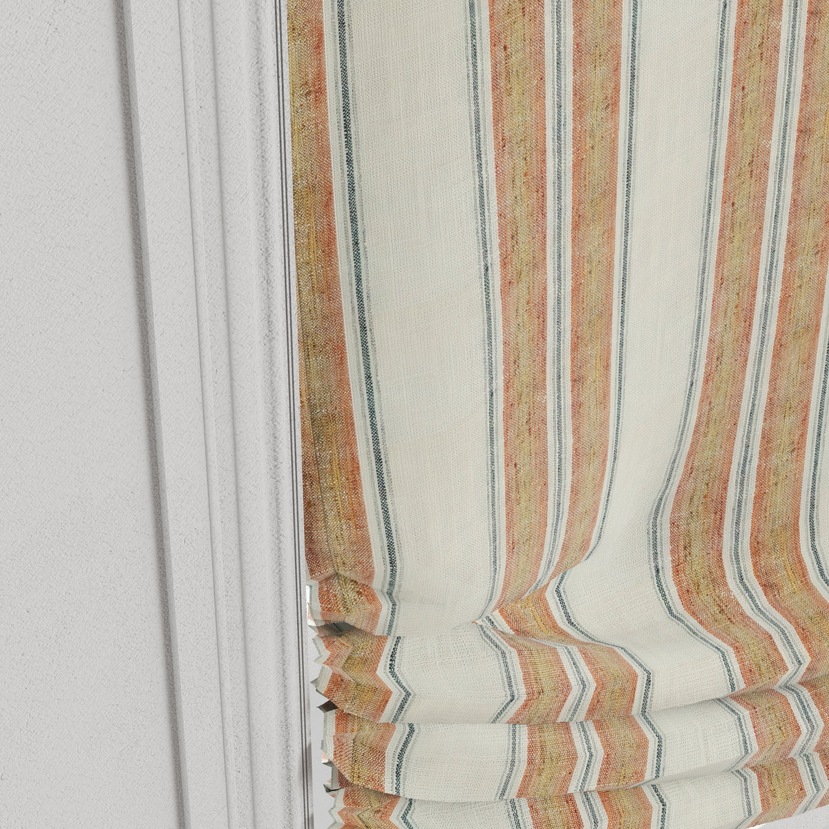 Relaxed Roman Shade in French Laundry Stripe - Apricot