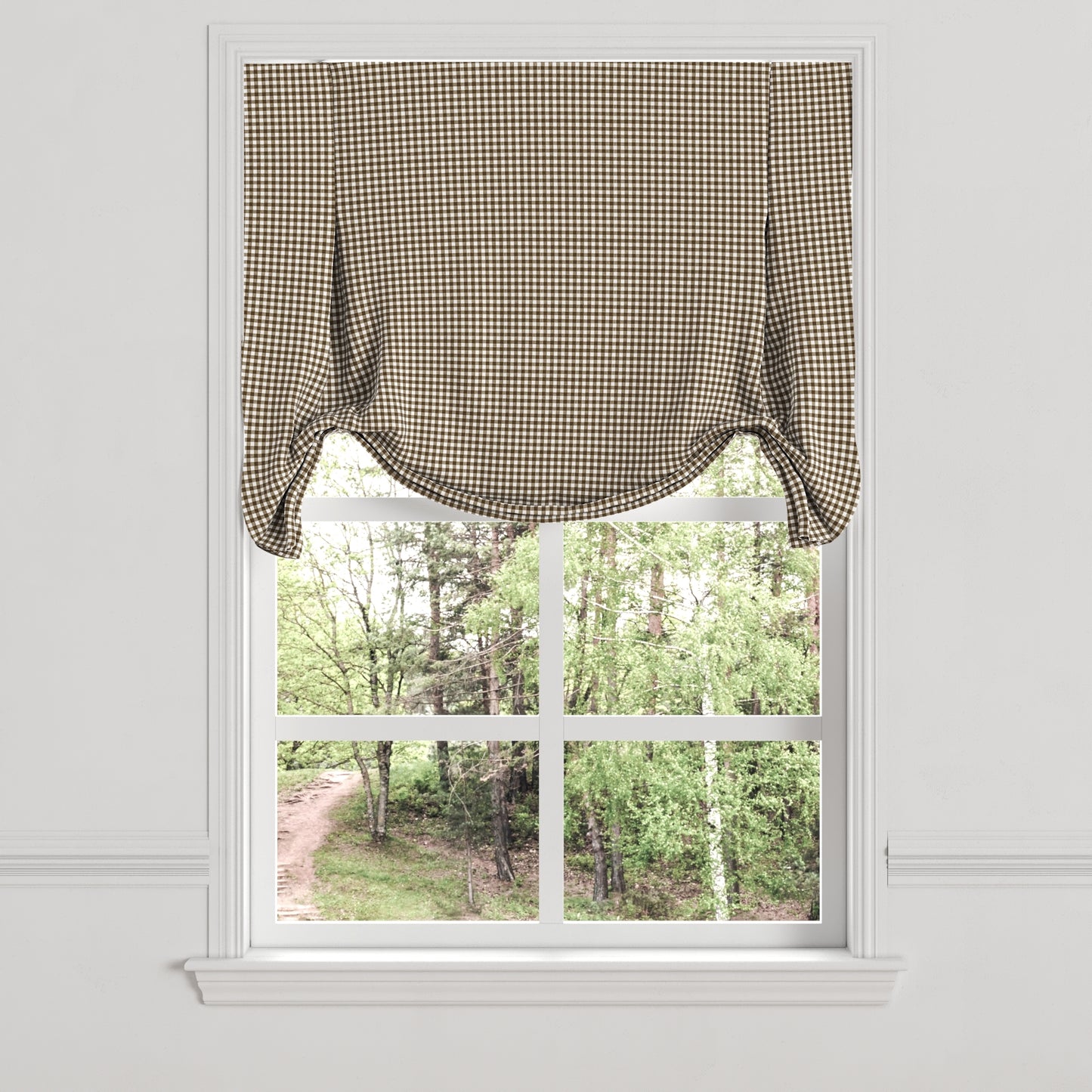 Tulip Roman Shade in Gingham - Chestnut