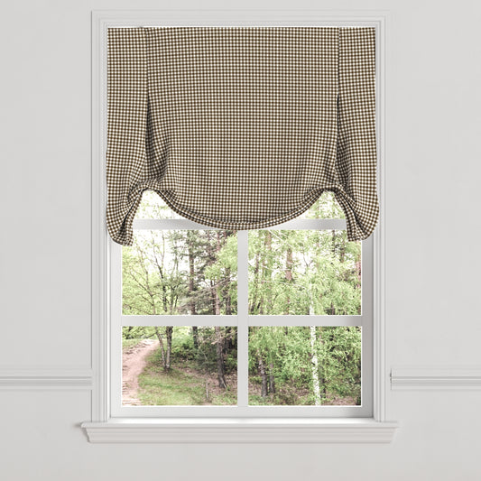 Tulip Roman Shade in Gingham - Chestnut