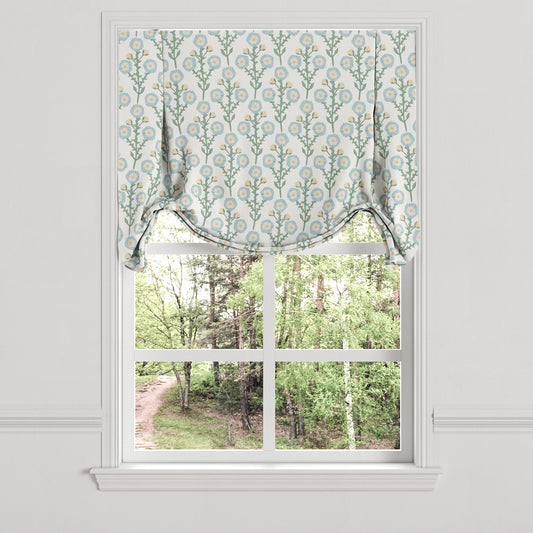 Tulip Roman Shade in Cottage Flowers - Cool Blue