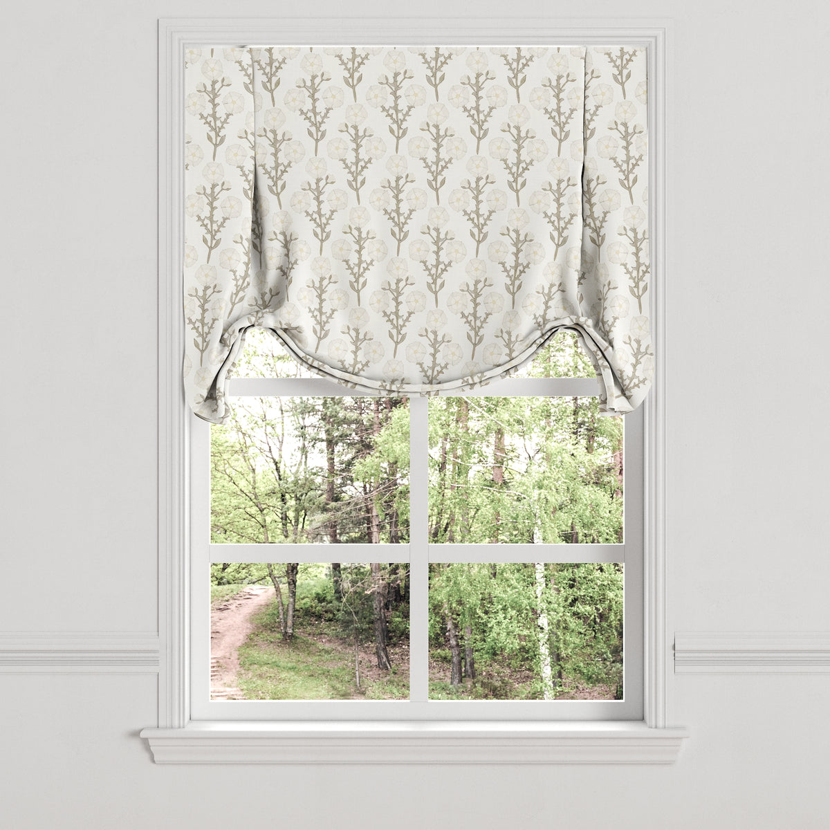 Tulip Roman Shade in Cottage Flowers - Vanilla