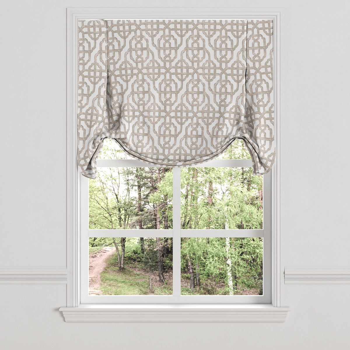 Tulip Roman Shade in Trellis Like It Is - Beige