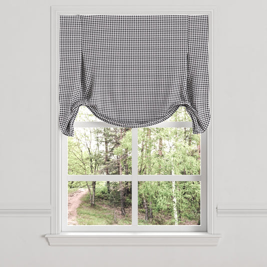 Tulip Roman Shade in Gingham - Black
