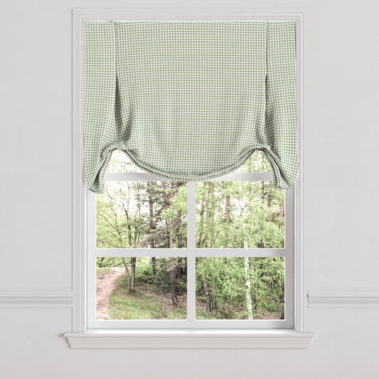 Tulip Roman Shade in Gingham - Sage