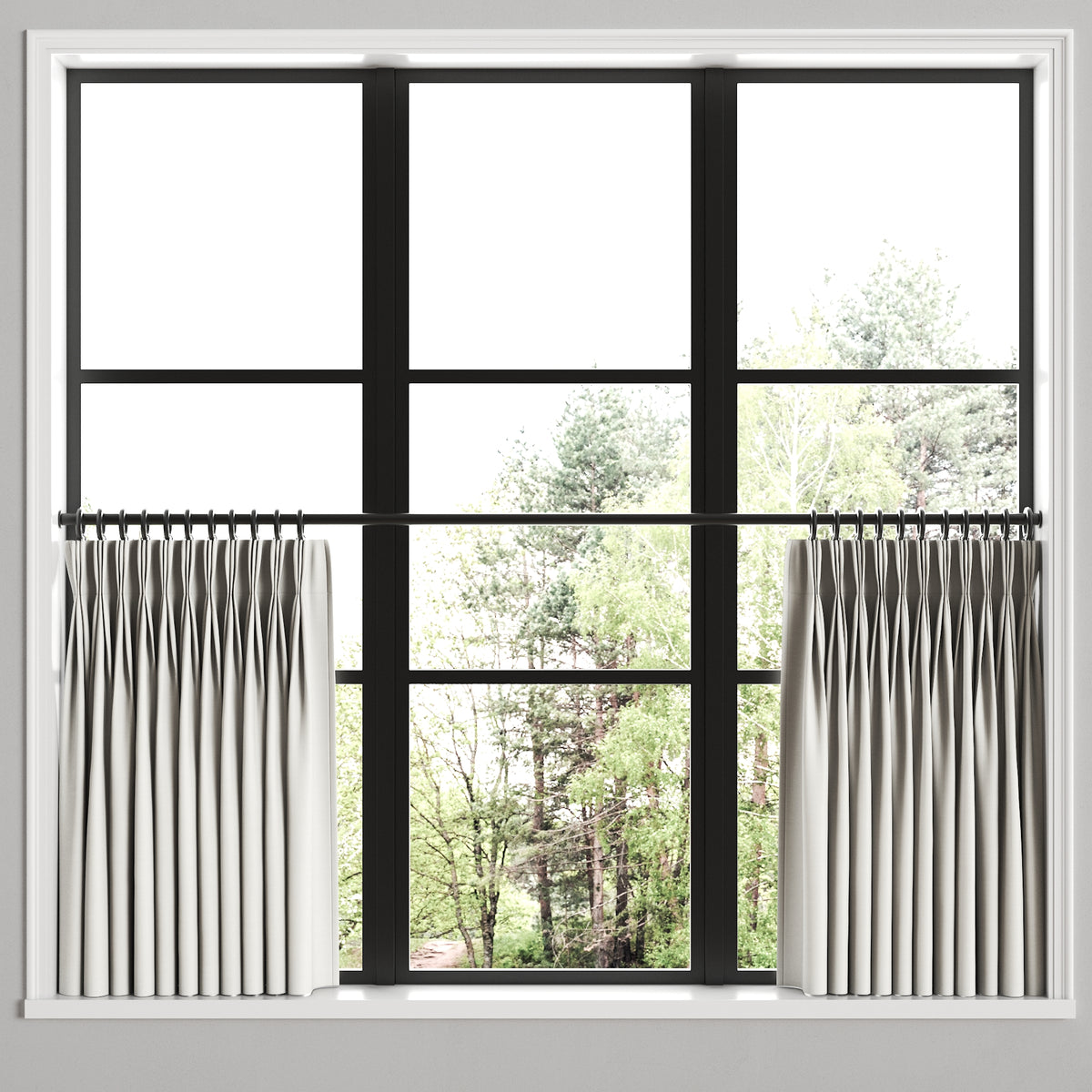 Pinch Pleat Cafe Curtains in Classic Linen Cloud