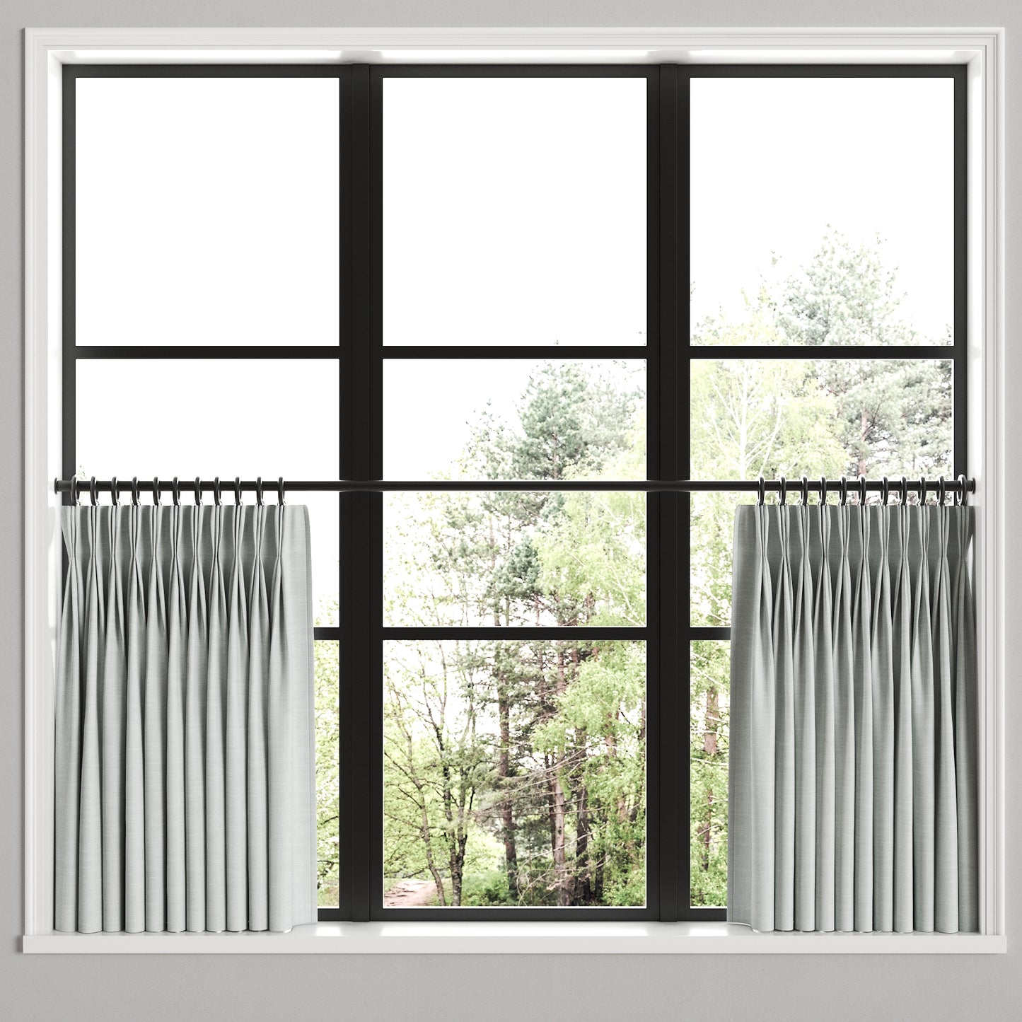 Pinch Pleat Cafe Curtains in Classic Linen - Heathered Dove