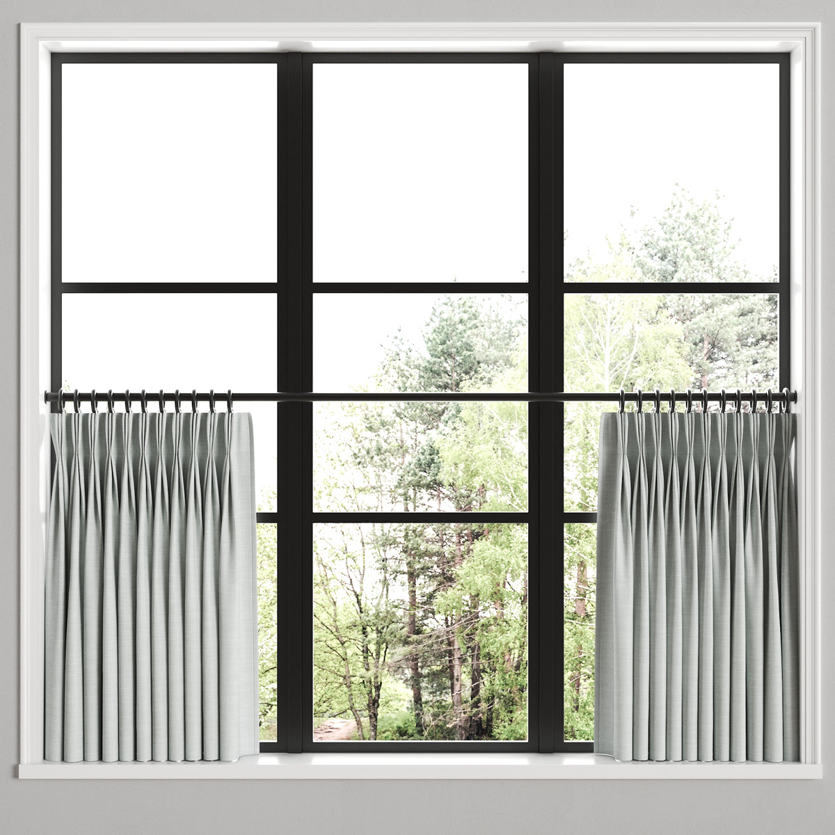 Pinch Pleat Cafe Curtains in Classic Linen - Heathered Dove
