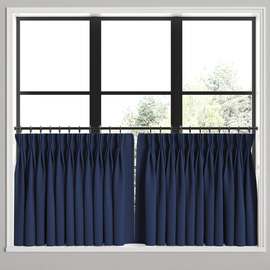 Pinch Pleat Cafe Curtains in Classic Linen - Ink