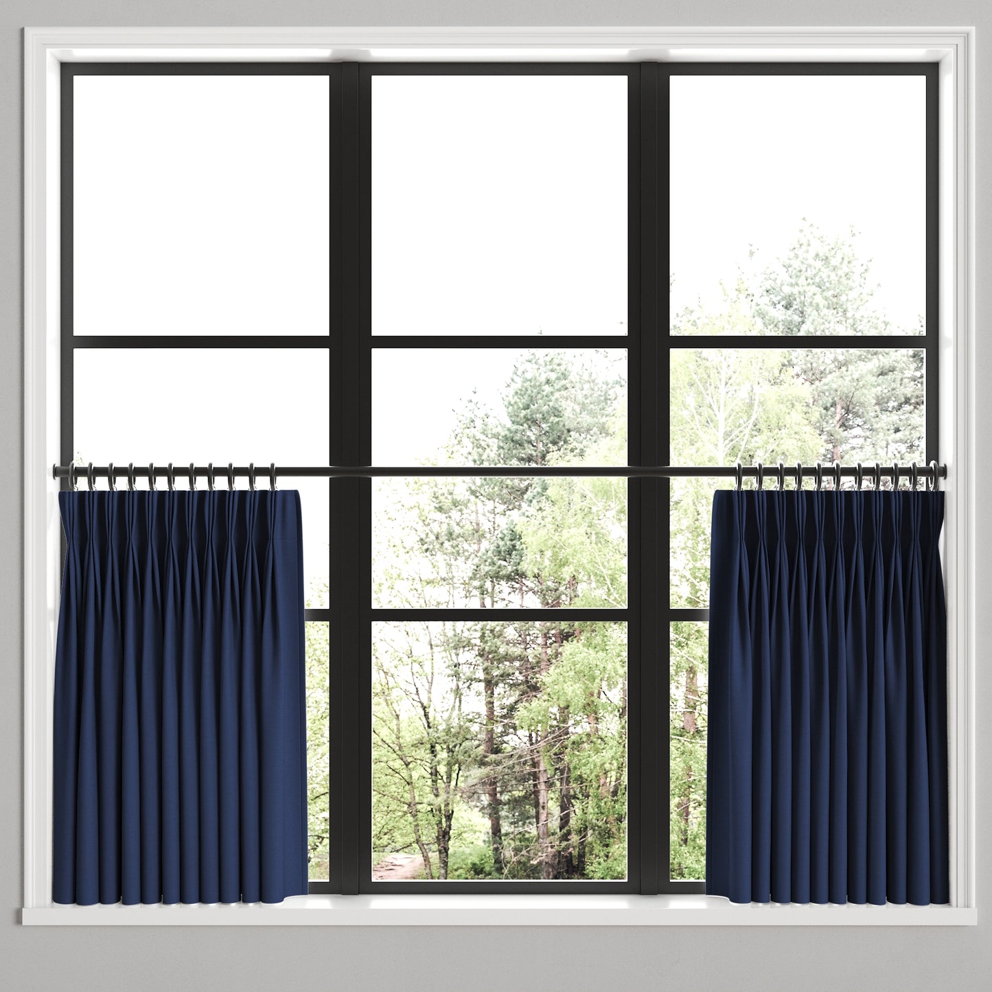 Pinch Pleat Cafe Curtains in Classic Linen - Ink