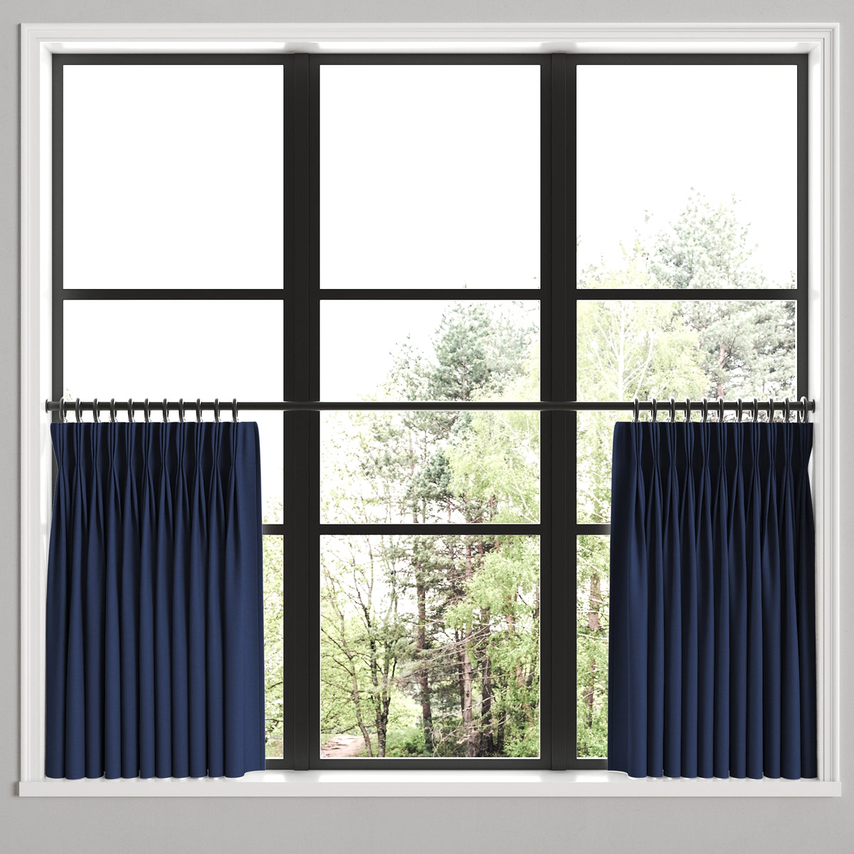 Pinch Pleat Cafe Curtains in Classic Linen - Ink