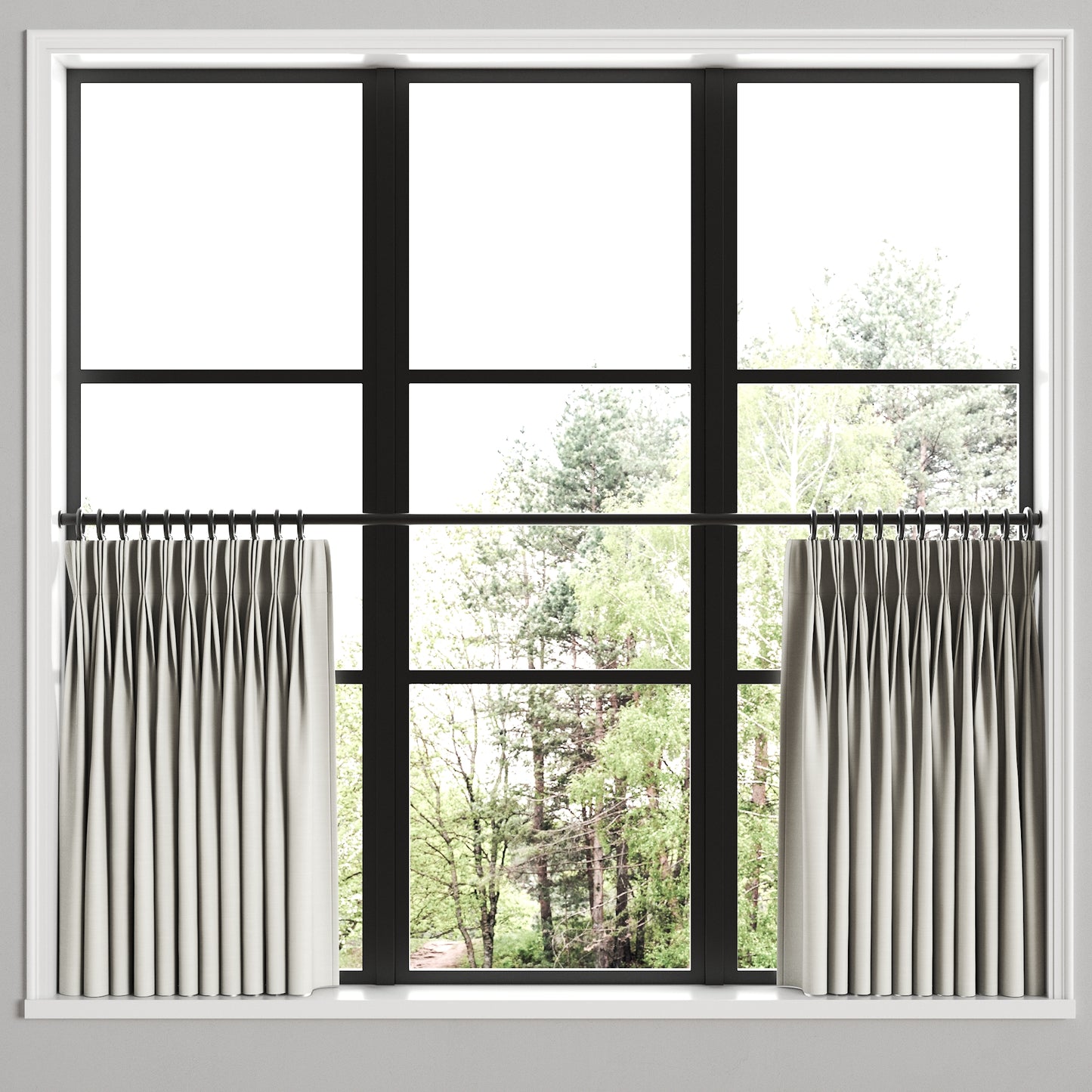 Pinch Pleat Cafe Curtains in Classic Linen - Oat
