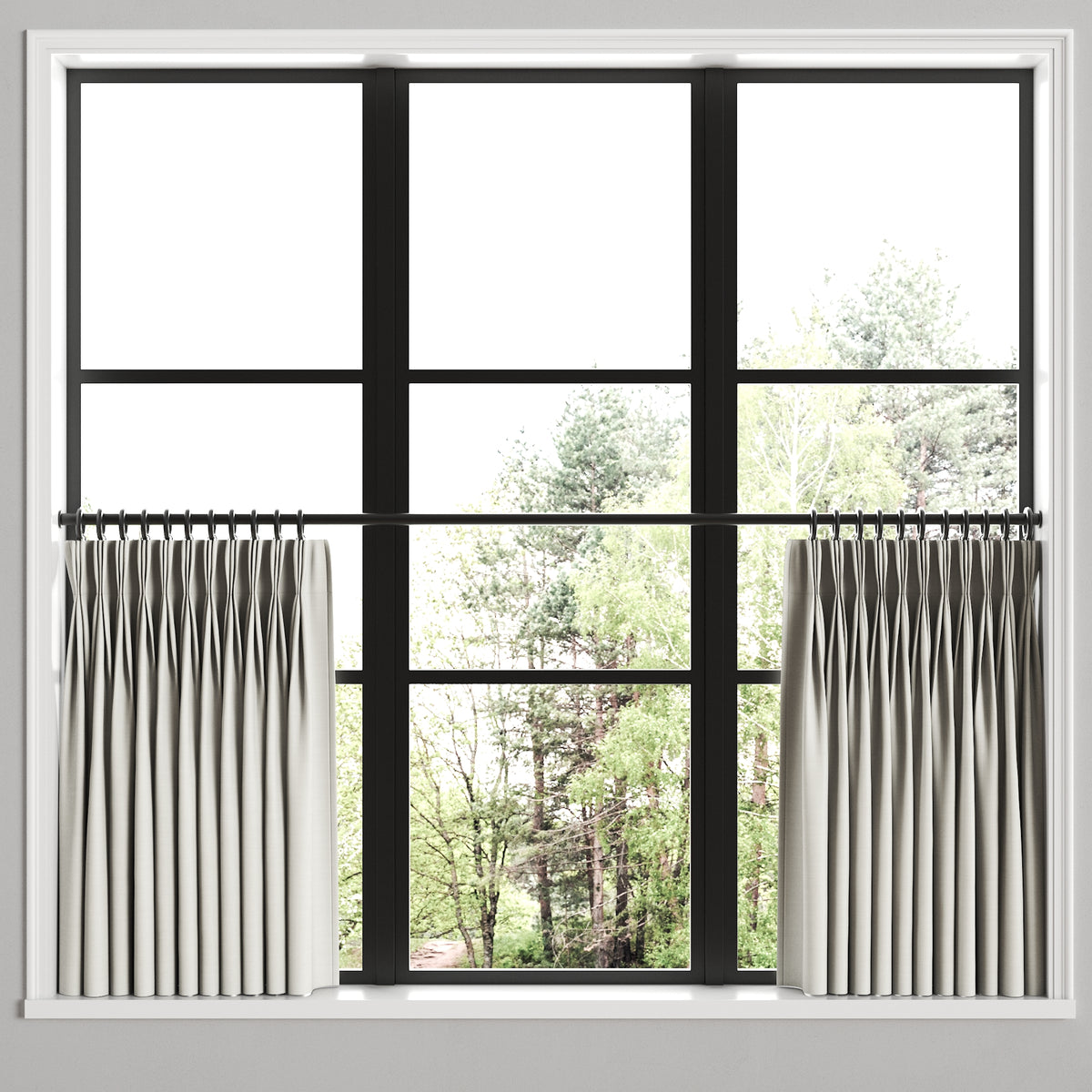 Pinch Pleat Cafe Curtains in Classic Linen - Oat