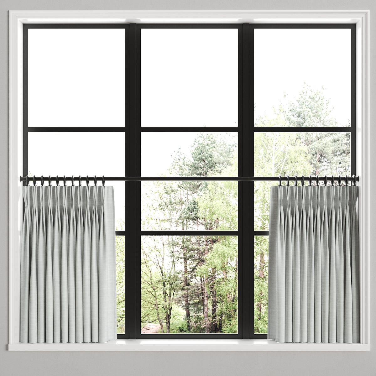 Pinch Pleat Cafe Curtains in Classic Linen - Oyster