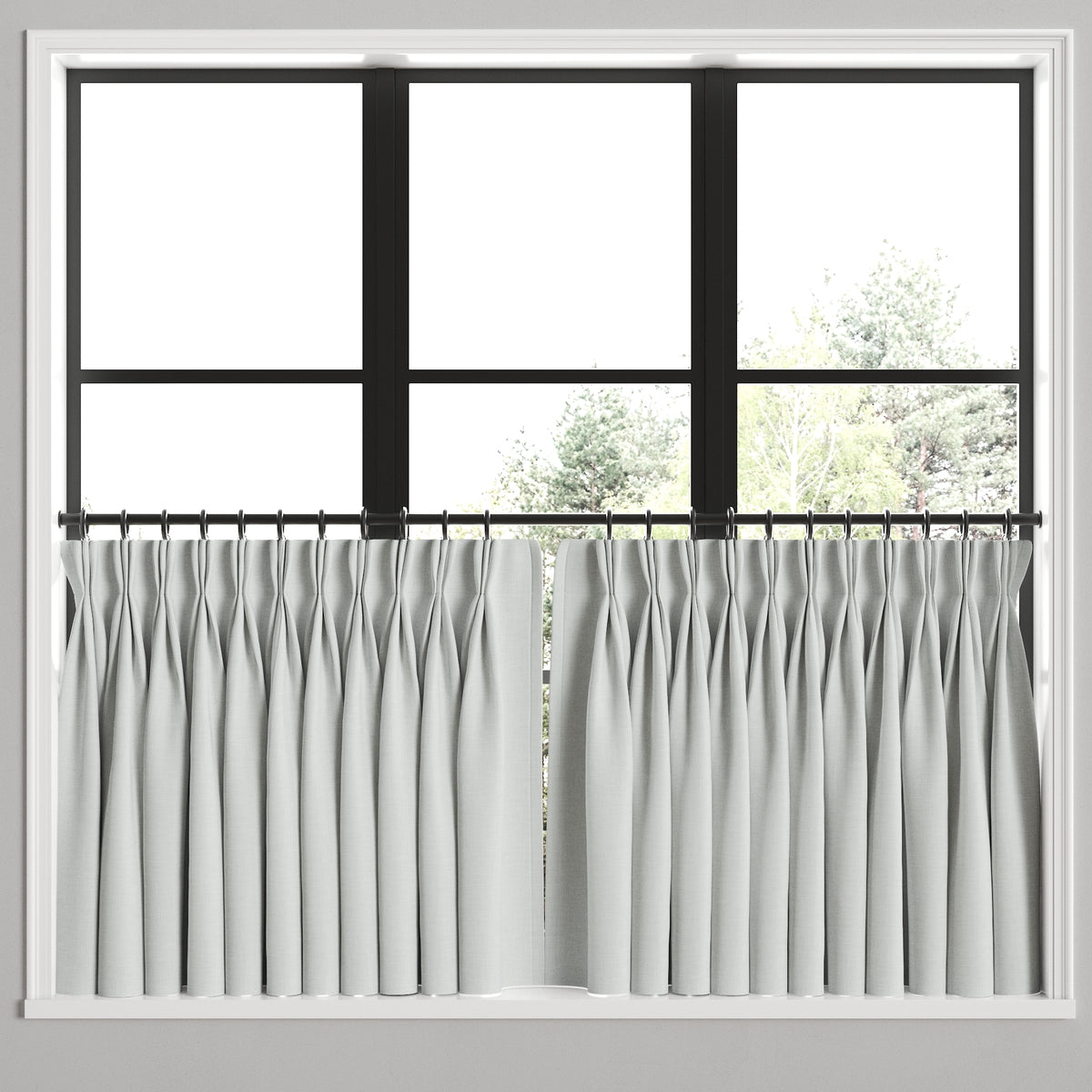Pinch Pleat Cafe Curtains in Classic Linen - Silver