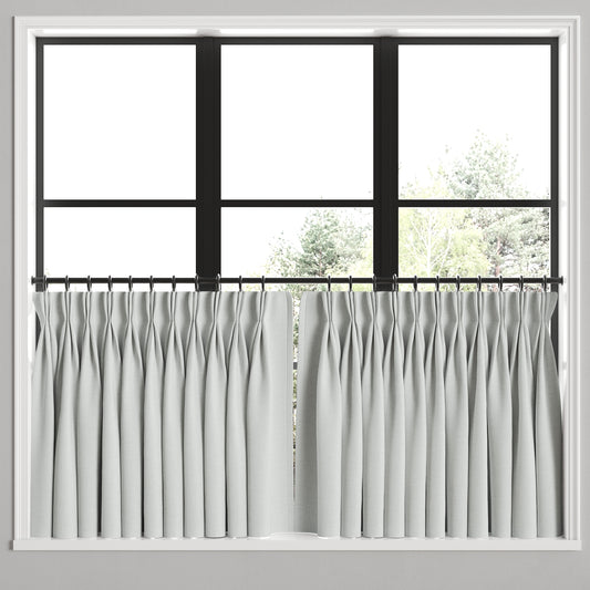 Pinch Pleat Cafe Curtains in Classic Linen - Silver