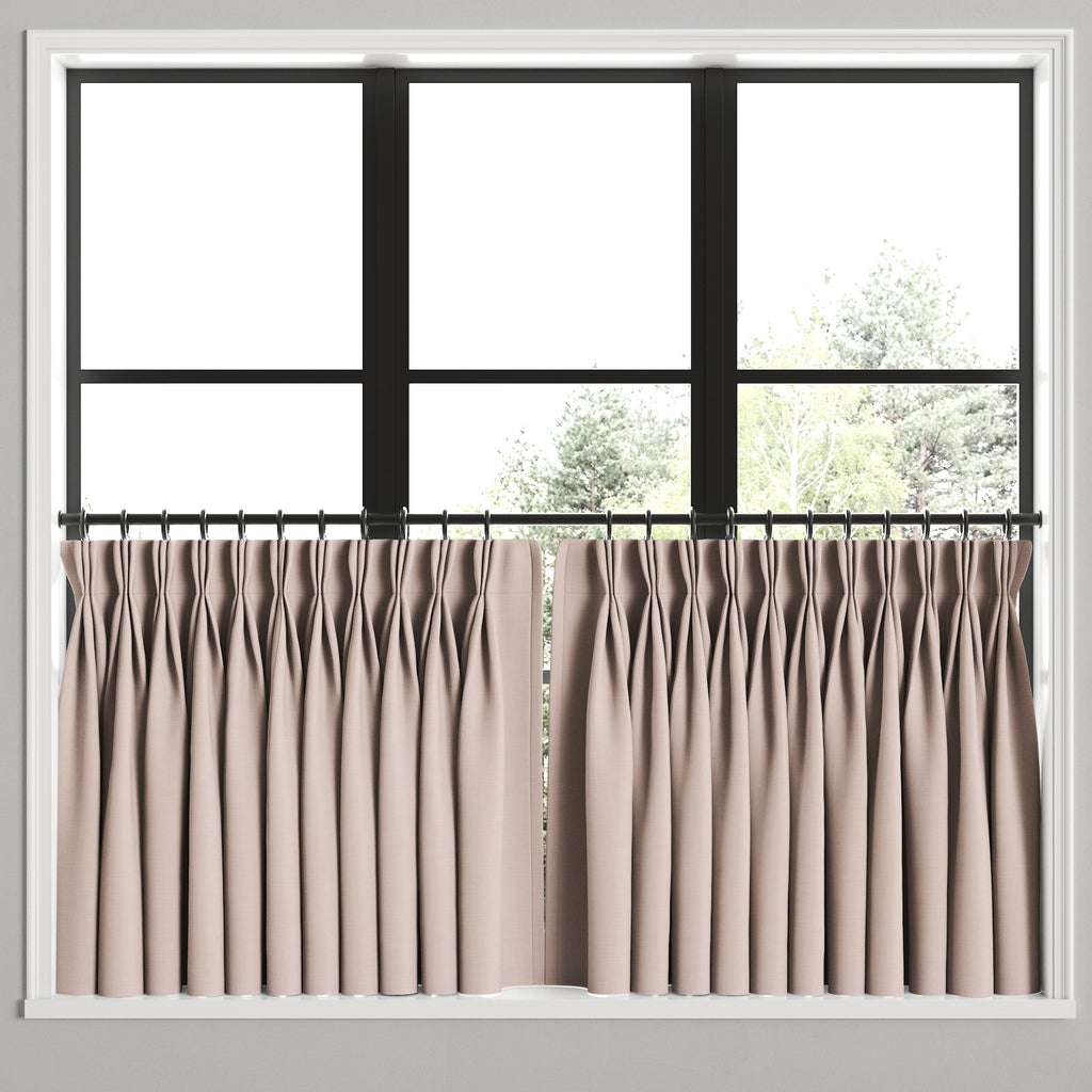 Pinch Pleat Cafe Curtains in Classic Linen - Petal