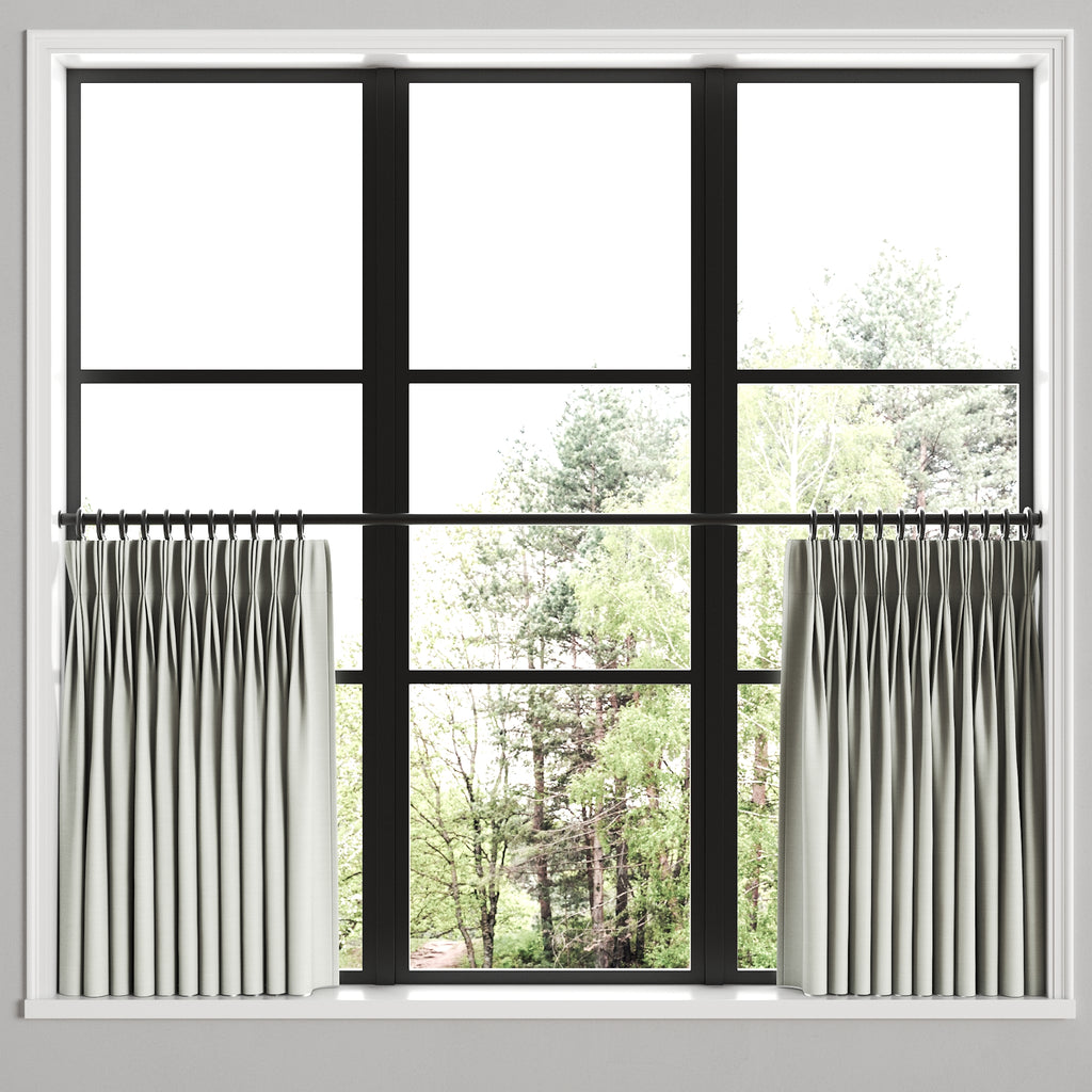 Pinch Pleat Cafe Curtains in Classic Linen - Silver