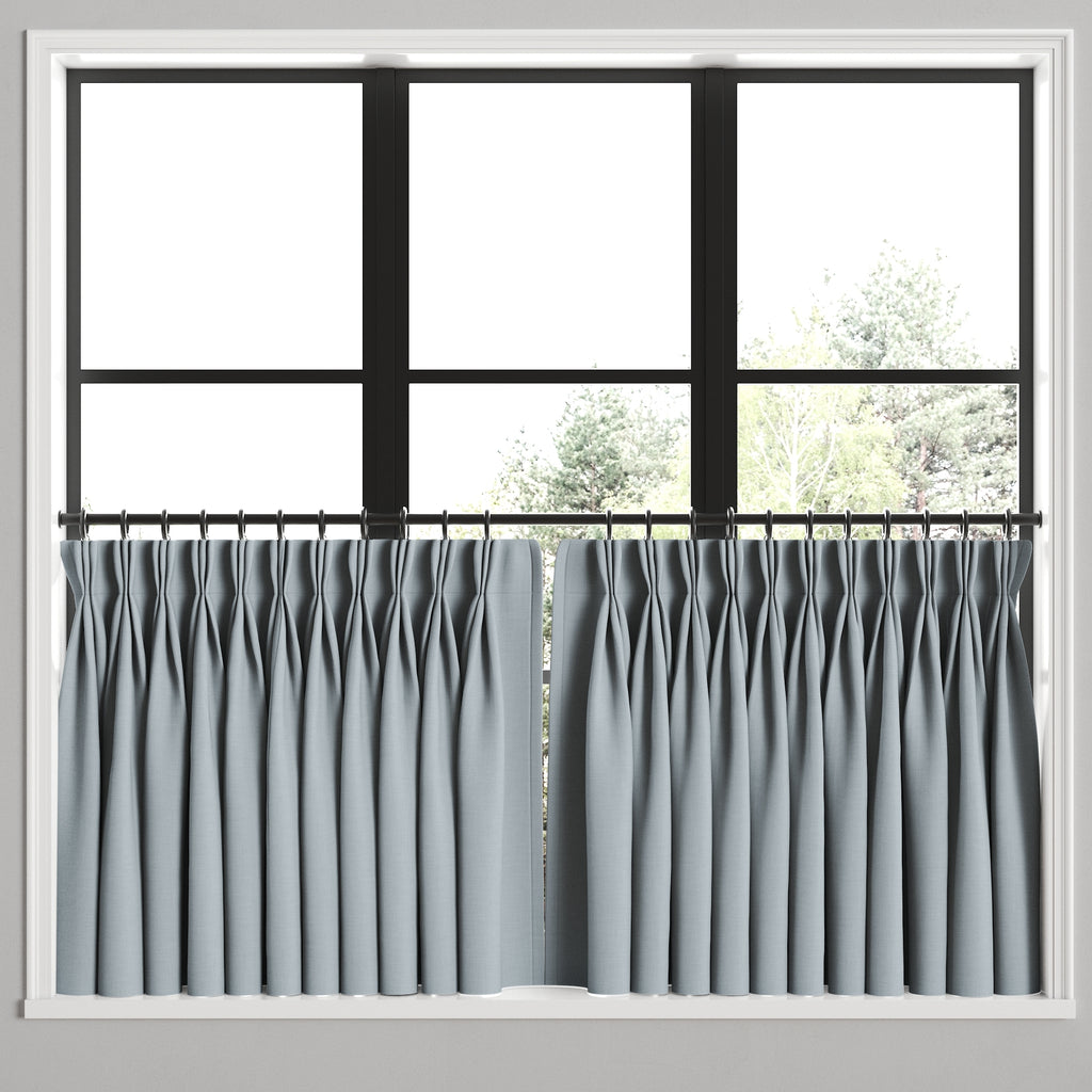 Pinch Pleat Cafe Curtains in Classic Linen - Storm