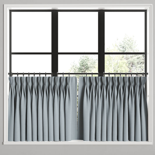 Pinch Pleat Cafe Curtains in Classic Linen - Storm