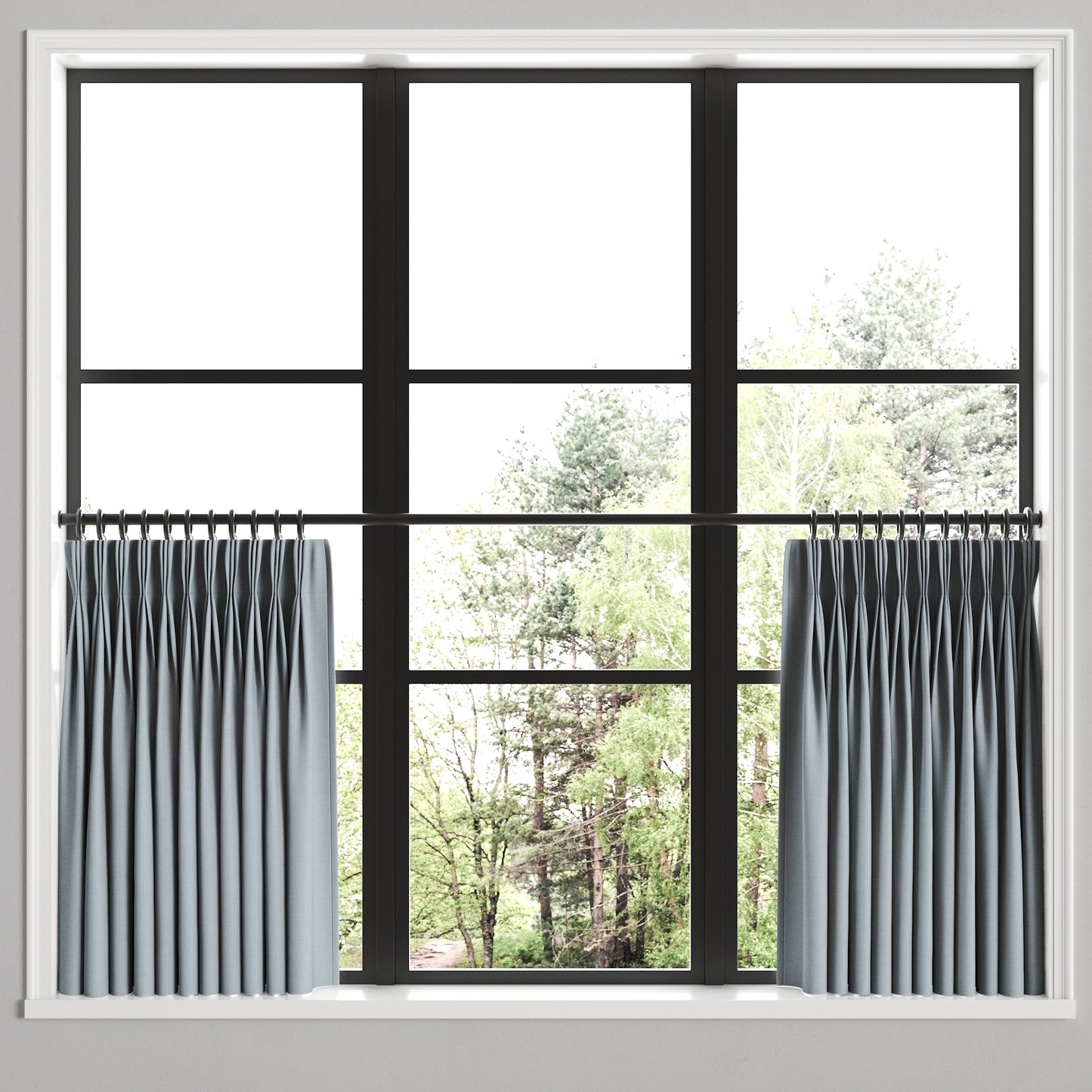 Pinch Pleat Cafe Curtains in Classic Linen - Storm