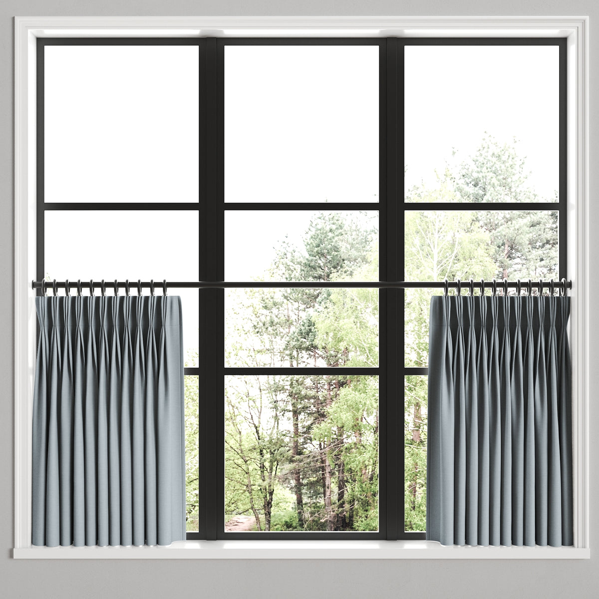 Pinch Pleat Cafe Curtains in Classic Linen - Storm
