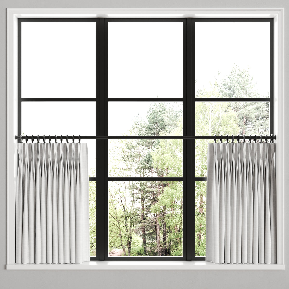 Pinch Pleat Cafe Curtains in Classic Linen - White