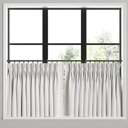 Pinch Pleat Cafe Curtains in Classic Linen - White