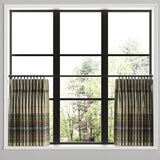 Pinch Pleat Cafe Curtains in Tartan - Cappuccino