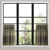 Pinch Pleat Cafe Curtains in Tartan - Cappuccino