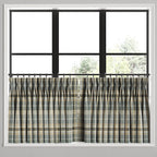 Pinch Pleat Cafe Curtains in Tartan - Thunder