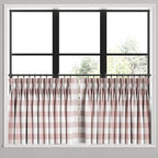 Pinch Pleat Cafe Curtains in Buffalo Check - Mauve