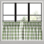 Pinch Pleat Cafe Curtains in Buffalo Check - Sage
