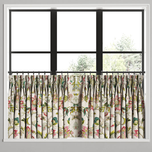 Pinch Pleat Cafe Curtains in Fleur de Leaf - Blossom