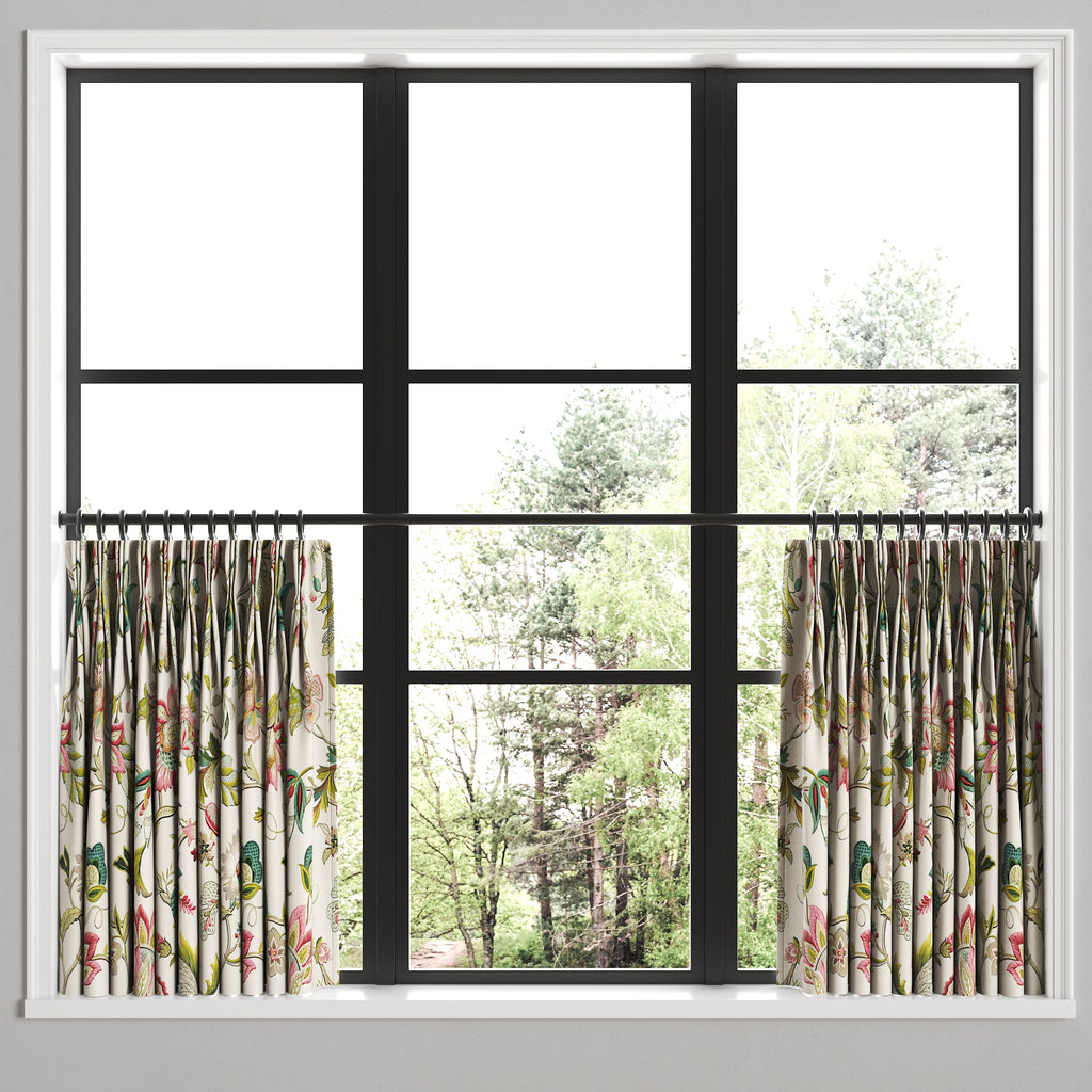 Pinch Pleat Cafe Curtains in Fleur de Leaf - Blossom
