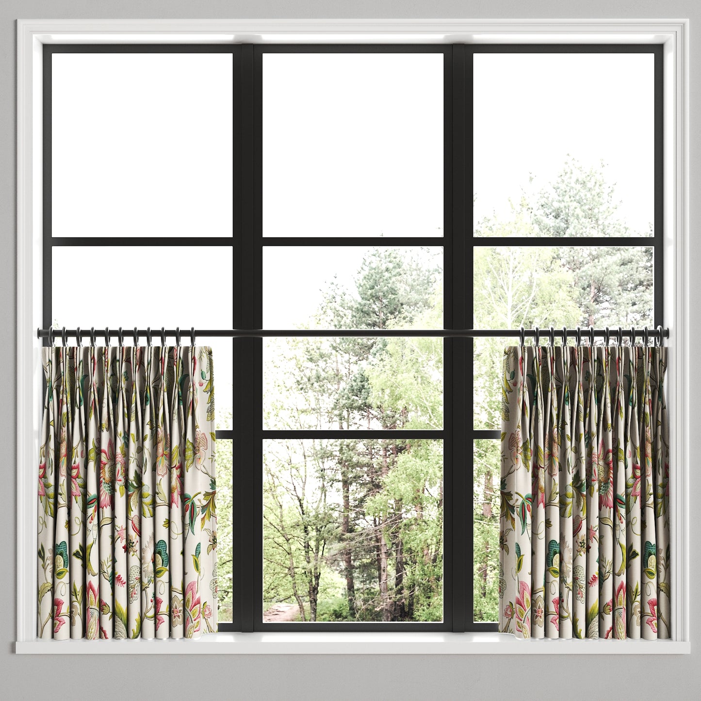 Pinch Pleat Cafe Curtains in Fleur de Leaf - Blossom