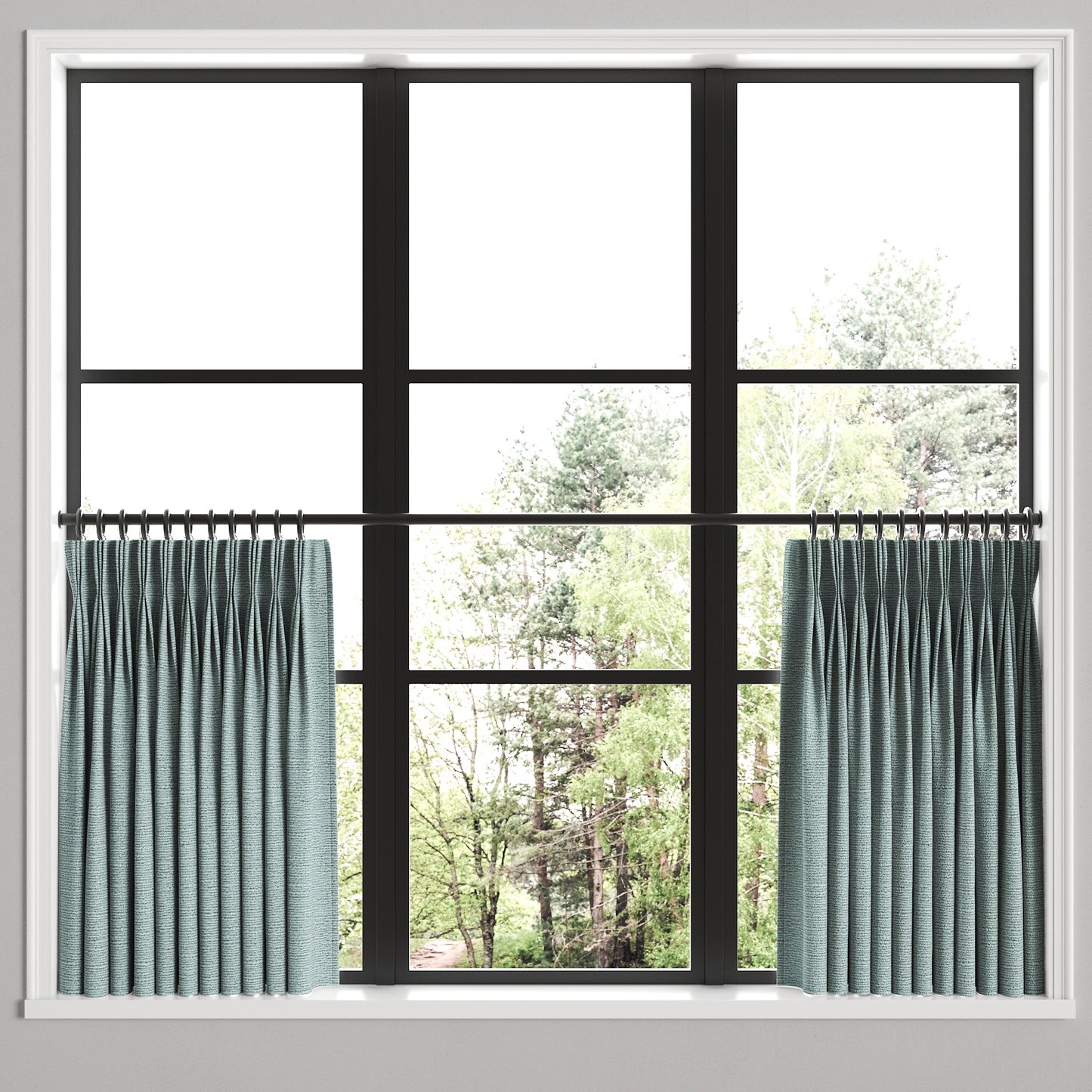 Pinch Pleat Cafe Curtains in Slubby Linen - Puddle