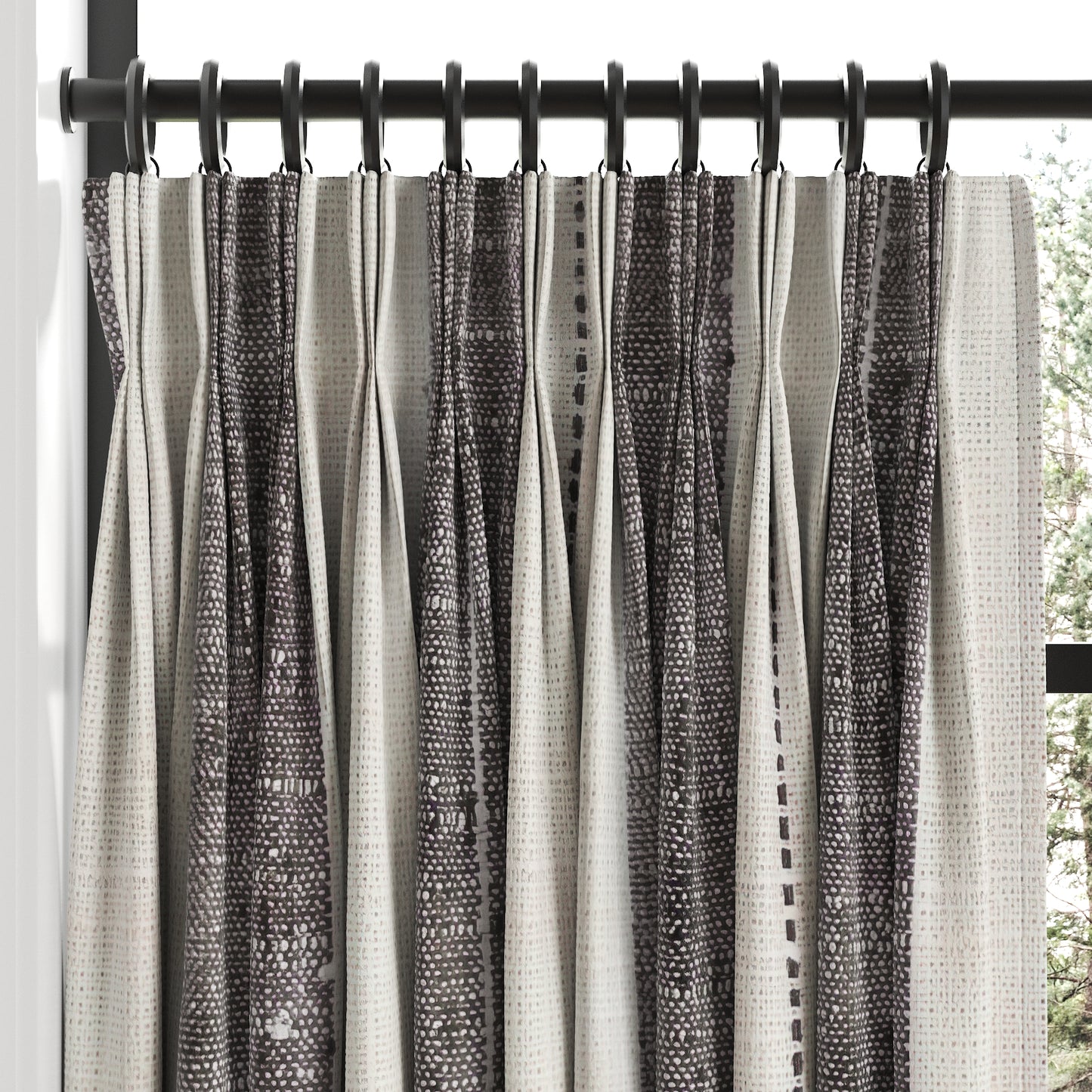 Pinch Pleat Cafe Curtains in French Laundry Stripe - Midnights