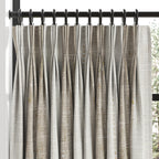 Pinch Pleat Cafe Curtains in French Laundry Stripe - Champagne