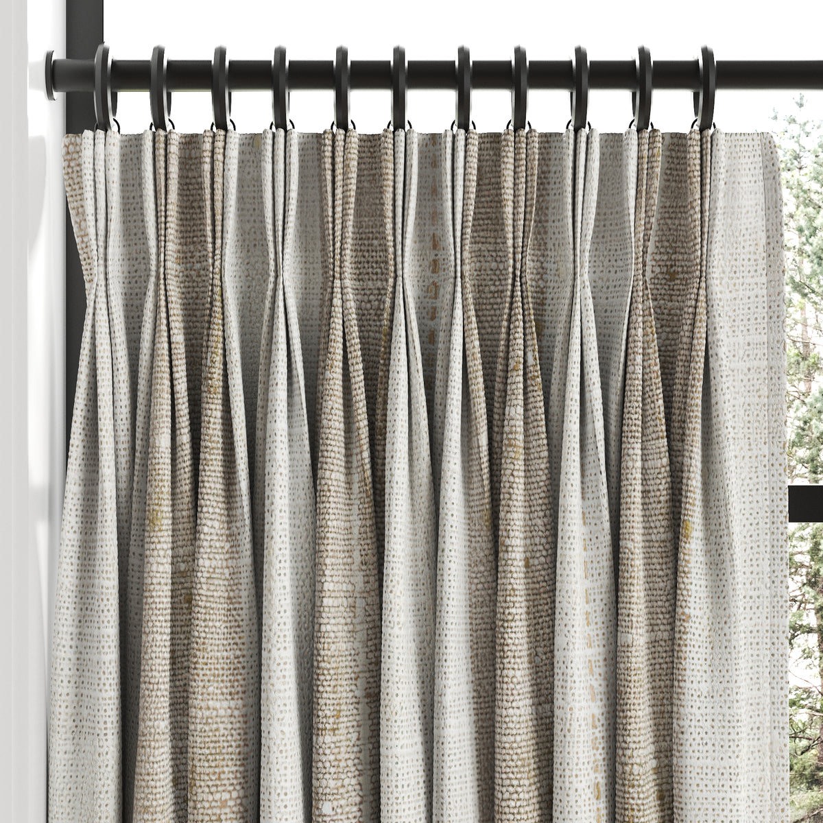 Pinch Pleat Cafe Curtains in French Laundry Stripe - Champagne