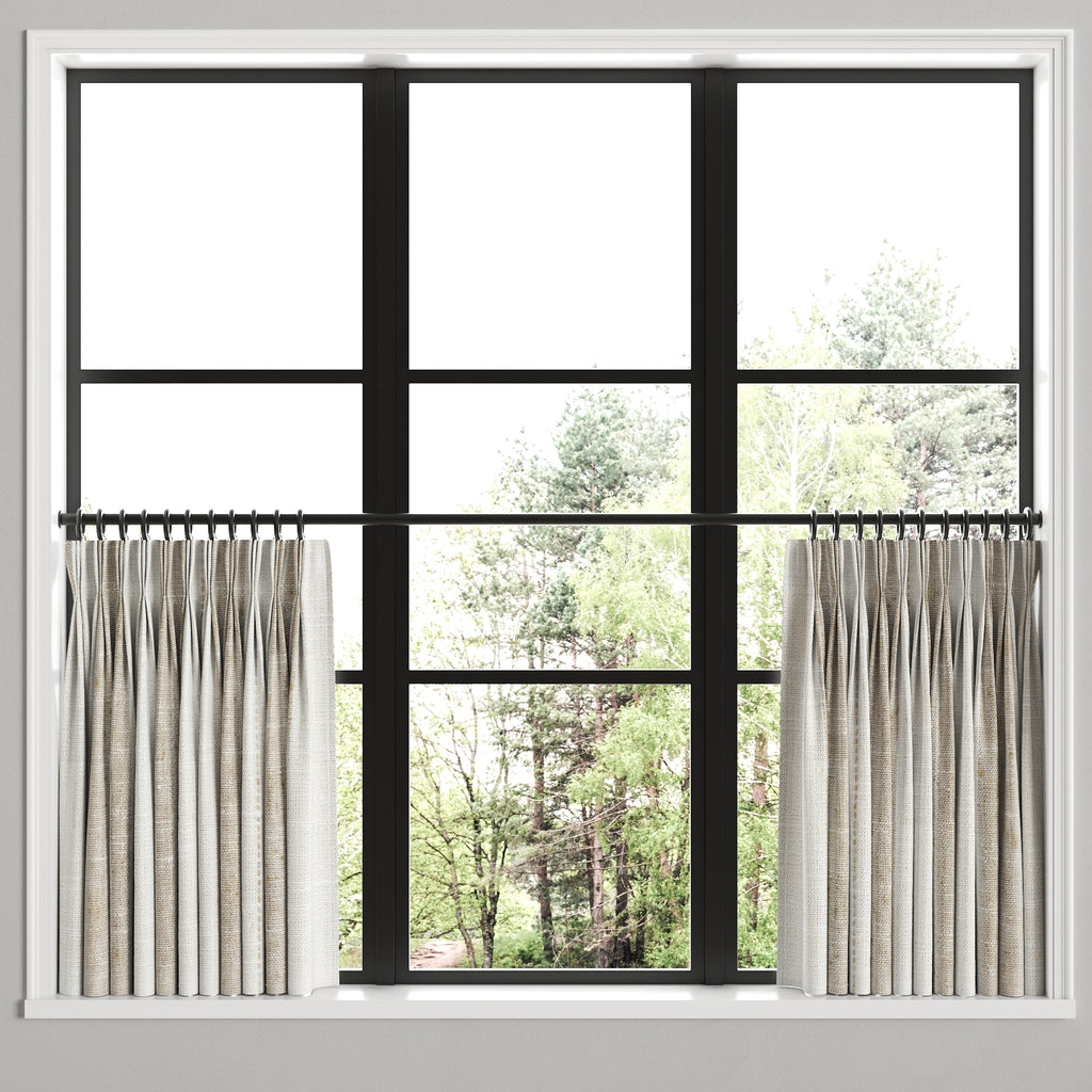 Pinch Pleat Cafe Curtains in French Laundry Stripe - Champagne