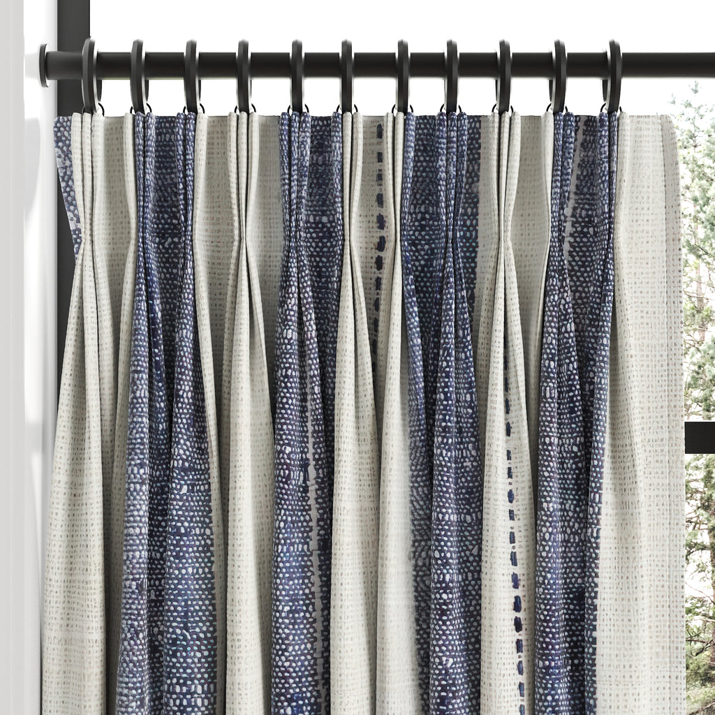 Pinch Pleat Cafe Curtains in French Laundry Stripe - Navy