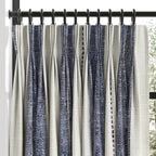 Pinch Pleat Cafe Curtains in French Laundry Stripe - Navy